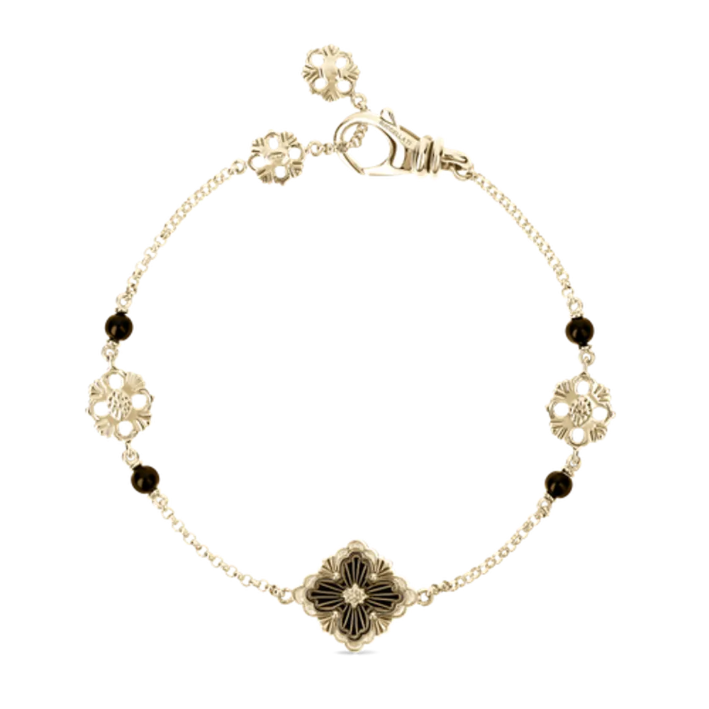 OPERA TULLE YELLOW GOLD BRACELET WITH ONYX LOGO