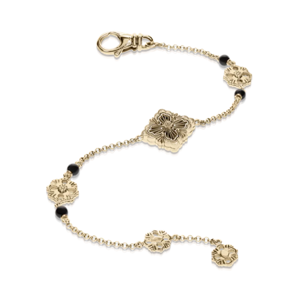 OPERA TULLE YELLOW GOLD BRACELET WITH ONYX LOGO