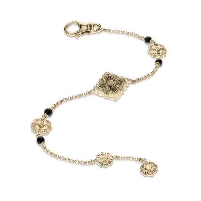 OPERA TULLE YELLOW GOLD BRACELET WITH ONYX LOGO