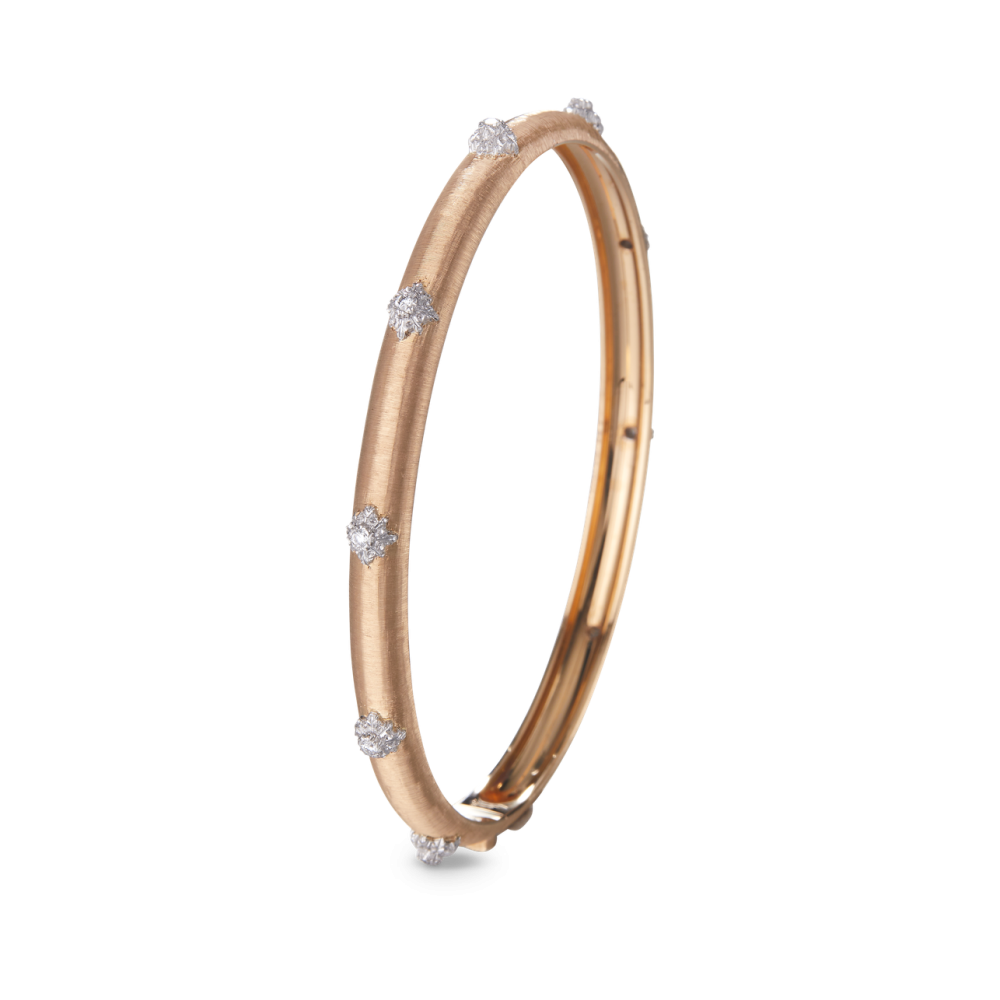 MACRI PINK AND WHITE GOLD BOMBÉ BRACELET WITH DIAMONDS