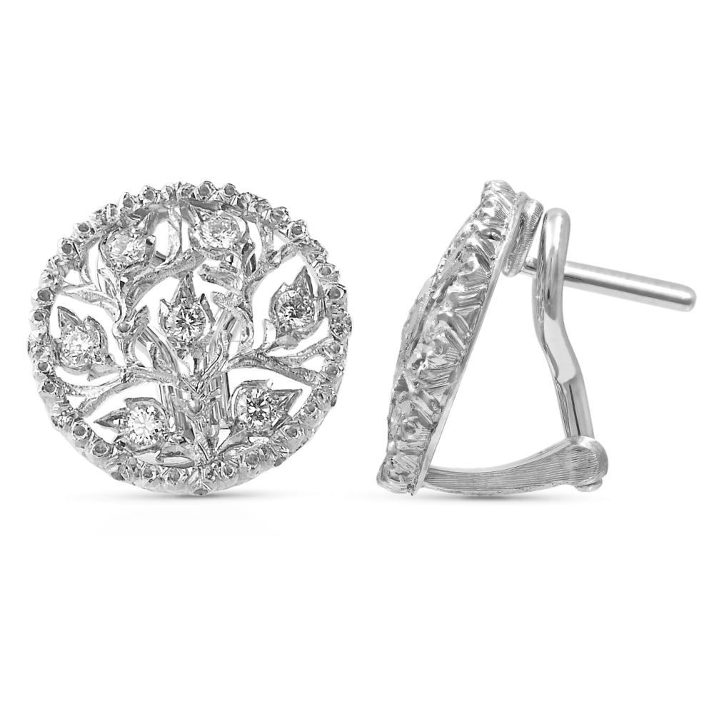 RAMAGE WHITE GOLD BUTTON EARRINGS