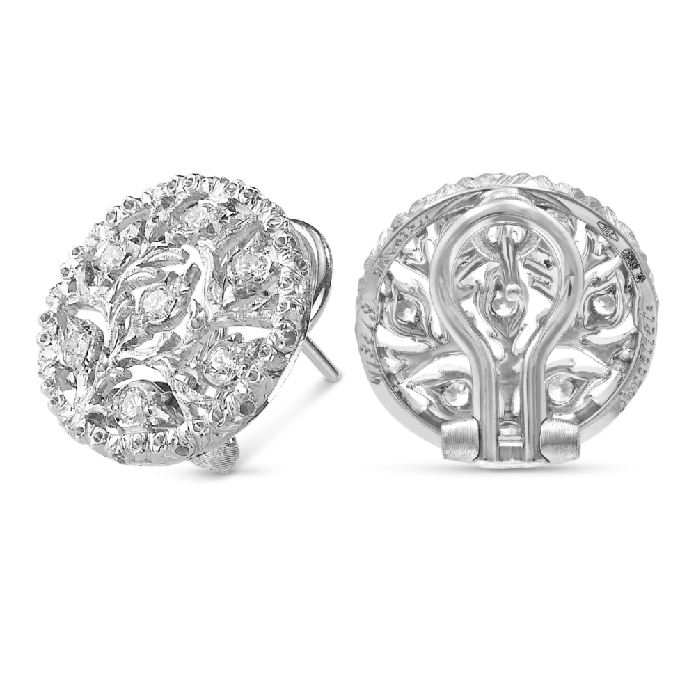 RAMAGE WHITE GOLD BUTTON EARRINGS