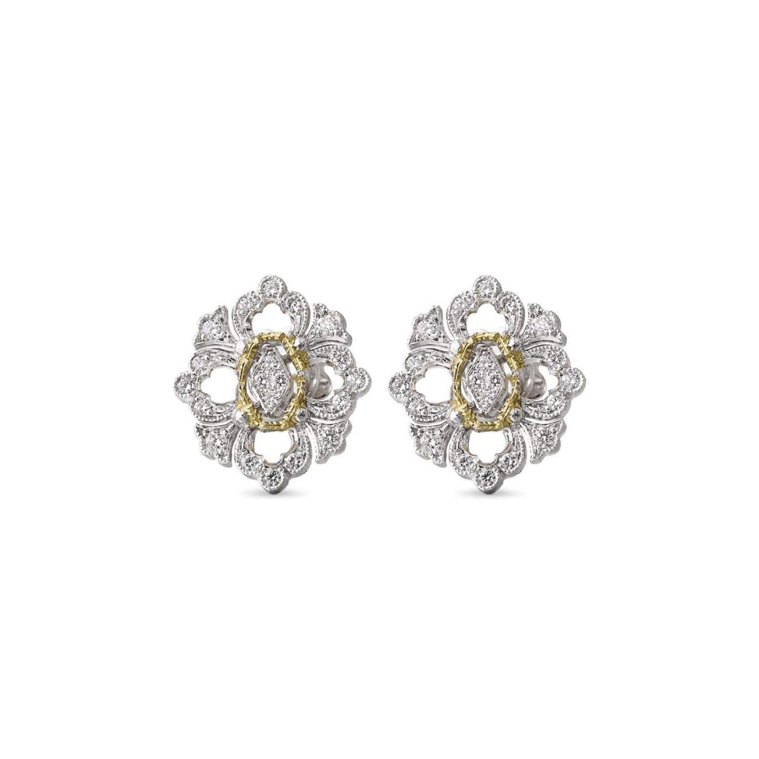 OPERA FULL PAVE' WHITE AND YELLOW GOLD EARRINGS WITH DIAMONDS
