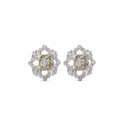 OPERA FULL PAVE' WHITE AND YELLOW GOLD EARRINGS WITH DIAMONDS