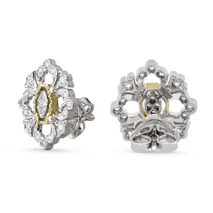 OPERA FULL PAVE' WHITE AND YELLOW GOLD EARRINGS WITH DIAMONDS