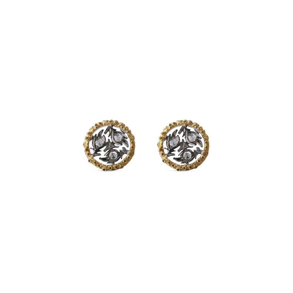 RAMAGE WHITE AND YELLOW GOLD EARRINGS