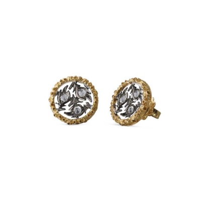 RAMAGE WHITE AND YELLOW GOLD EARRINGS