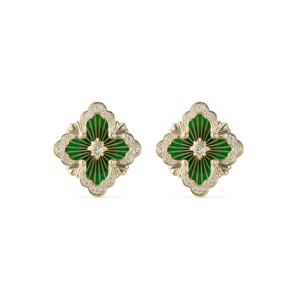 OPERA TULLE YELLOW GOLD EARRINGS WITH LOGO