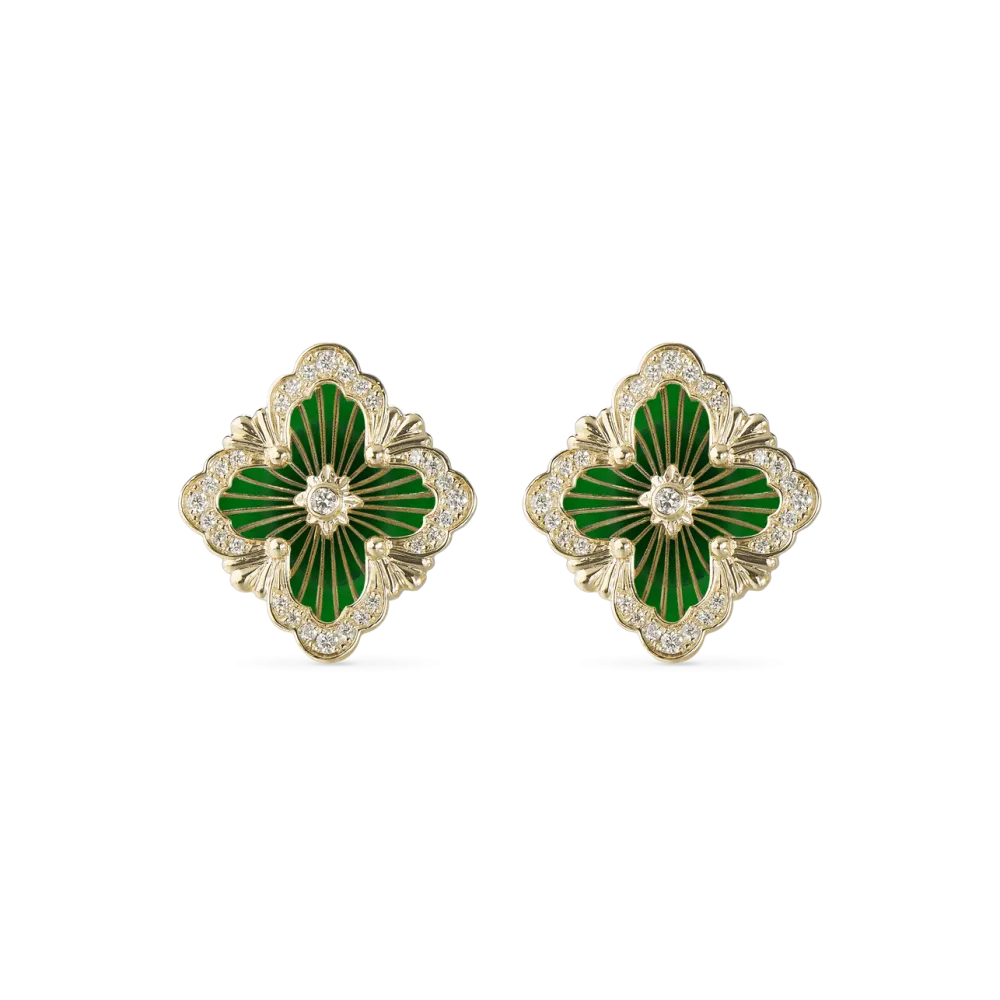 OPERA TULLE YELLOW GOLD EARRINGS WITH LOGO