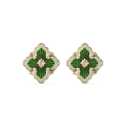 OPERA TULLE YELLOW GOLD EARRINGS WITH LOGO