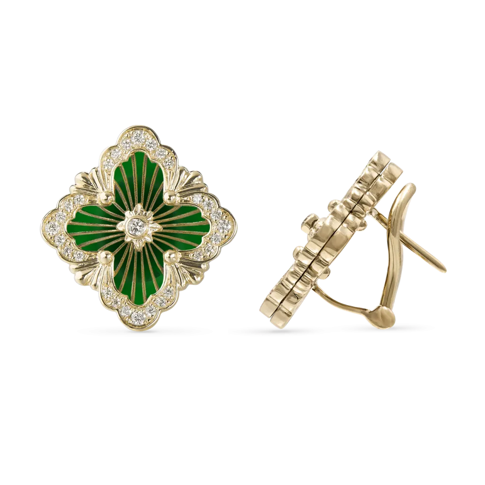 OPERA TULLE YELLOW GOLD EARRINGS WITH LOGO