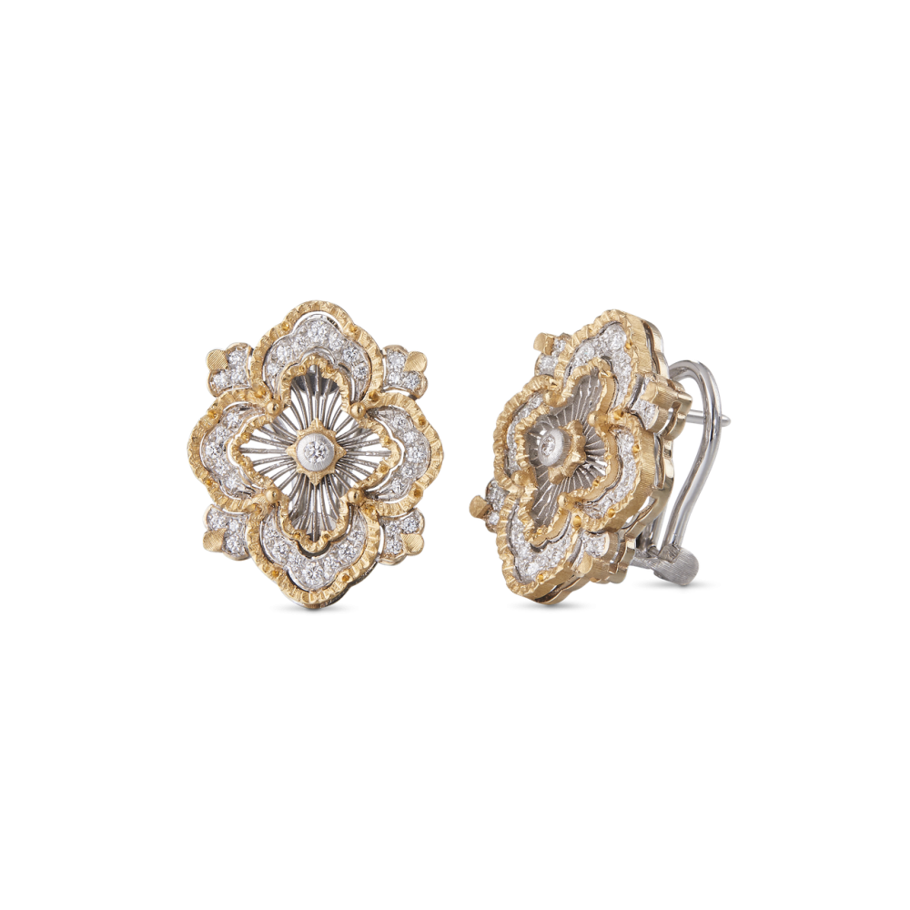 OPERA TULLE WHITE AND YELLOW GOLD PREMIUM EARRINGS WITH DIAMONDS