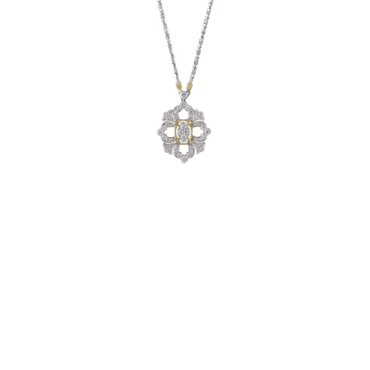 OPERA FULL PAVE' WHITE AND YELLOW GOLD PENDANT
