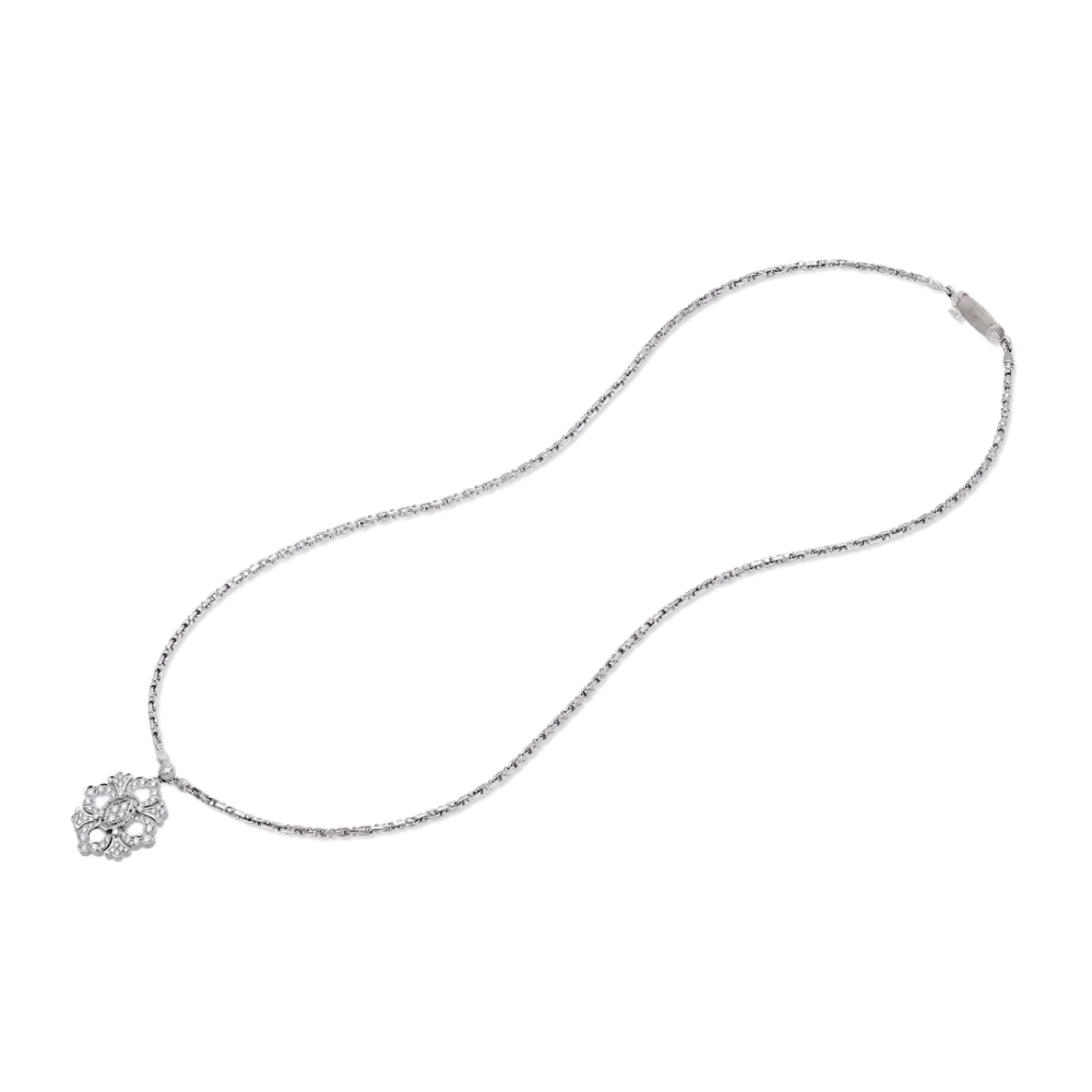 OPERA FULL PAVE' WHITE GOLD PENDANT WITH DIAMONDS