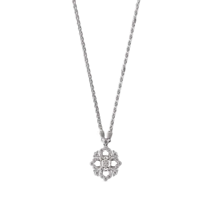OPERA FULL PAVE' WHITE GOLD SET PENDANT WITH DIAMONDS