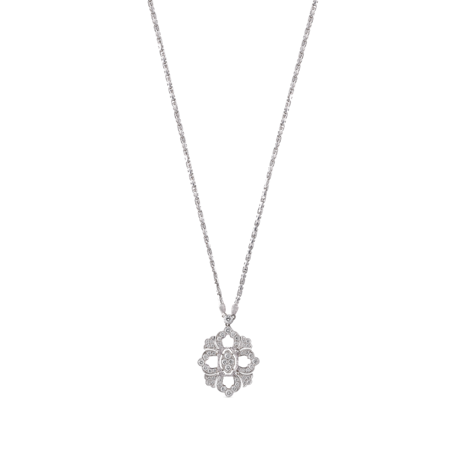 OPERA FULL PAVE' WHITE GOLD PENDANT