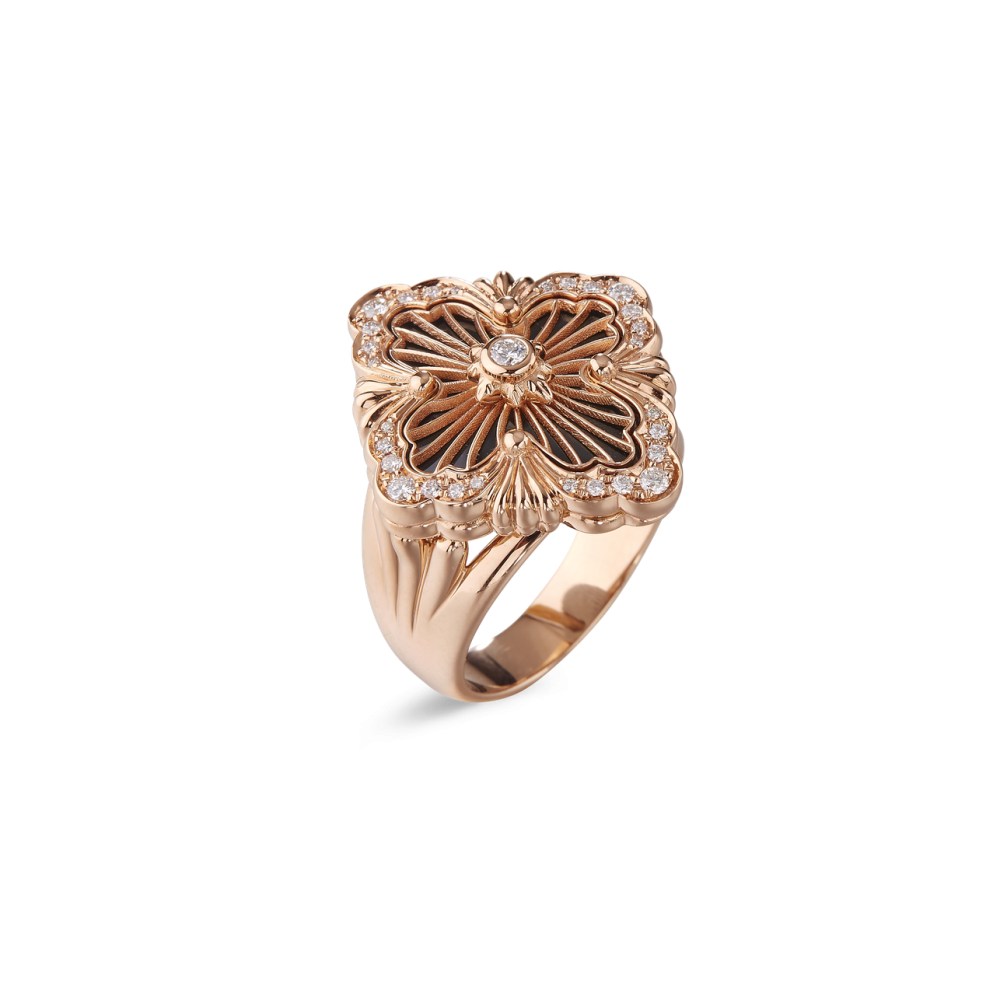 OPERA TULLE PINK GOLD SET RING WITH ONYX