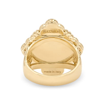 OPERA TULLE YELLOW GOLD RING WIT RED ENAMEL BACKGROUND AND LOGO