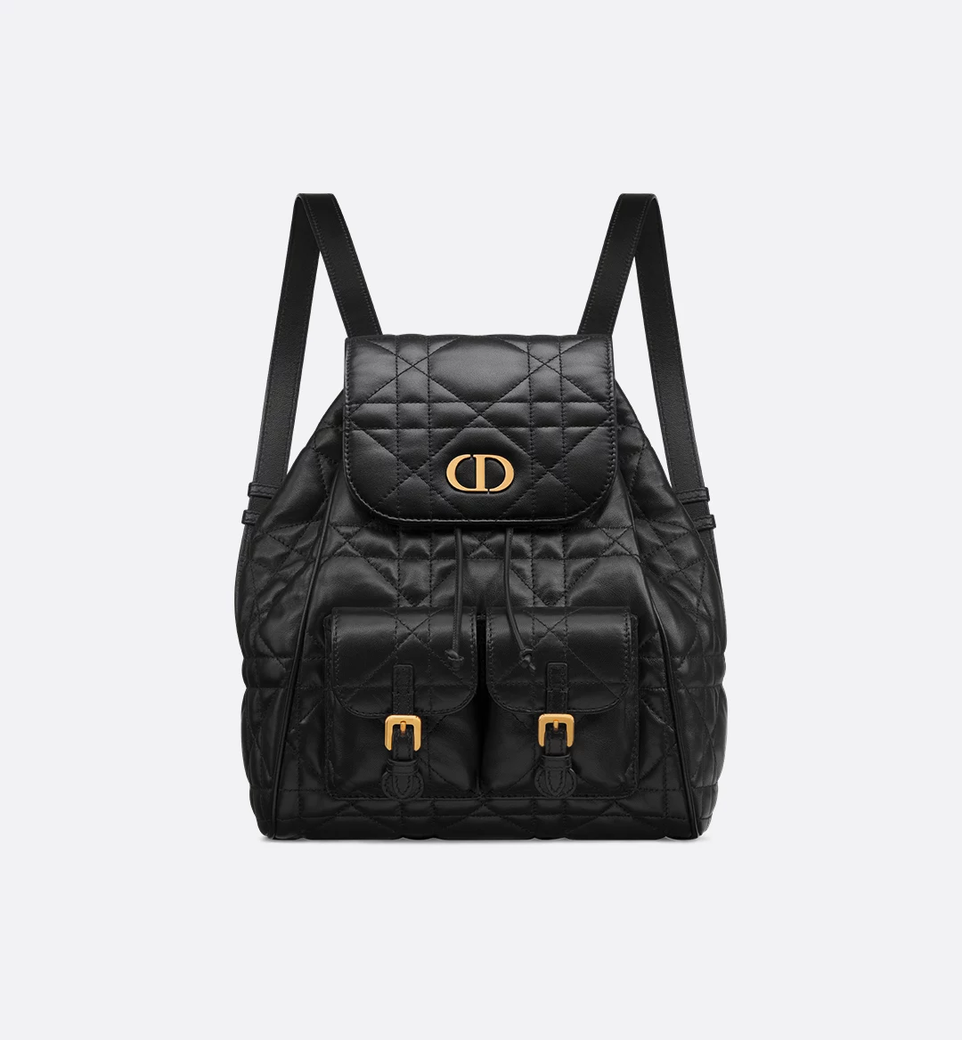 Medium Dior Caro Backpack Black Macrocannage Lambskin