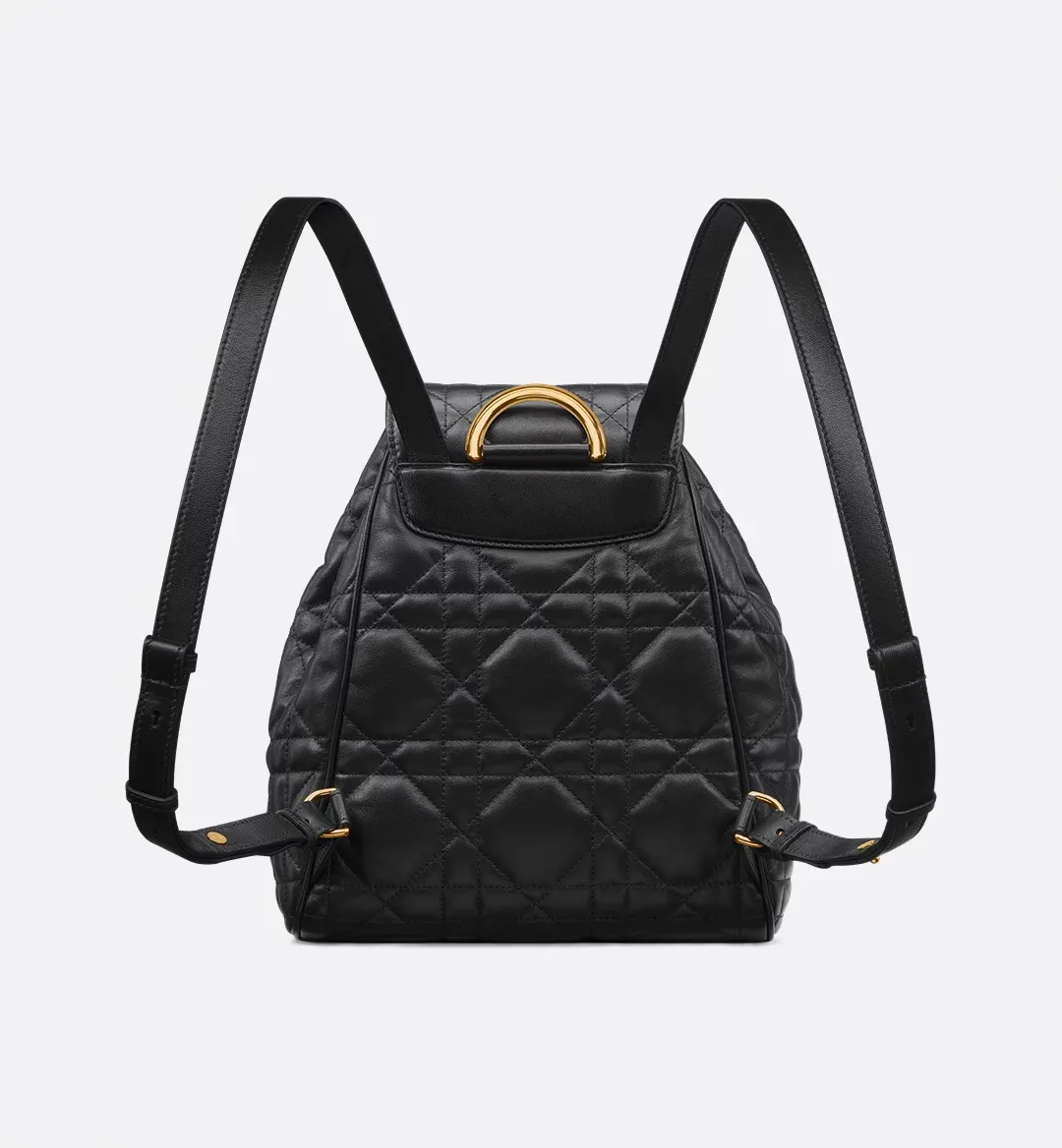 Medium Dior Caro Backpack Black Macrocannage Lambskin