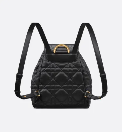Medium Dior Caro Backpack Black Macrocannage Lambskin