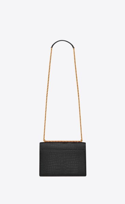 SUNSET MEDIUM IN CROCODILE-EMBOSSED LEATHER