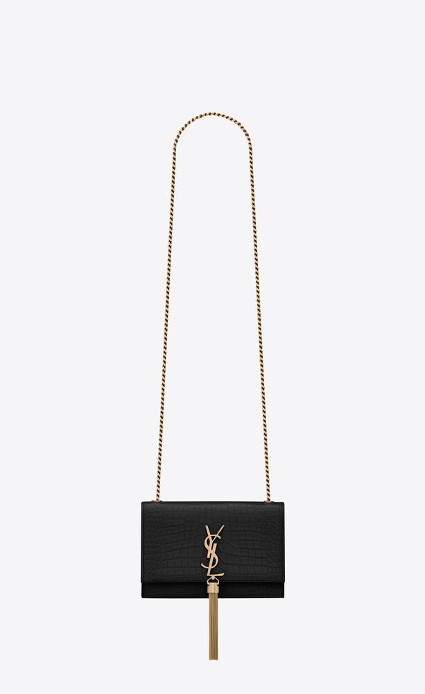 KATE SMALL TASSEL IN CROCODILE-EMBOSSED LEATHER