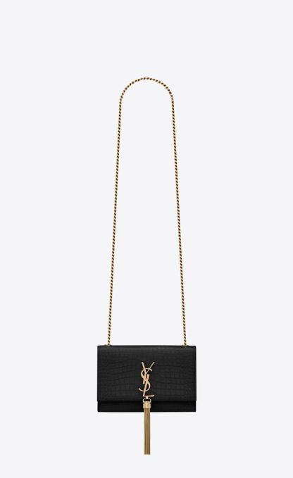 KATE SMALL TASSEL IN CROCODILE-EMBOSSED LEATHER