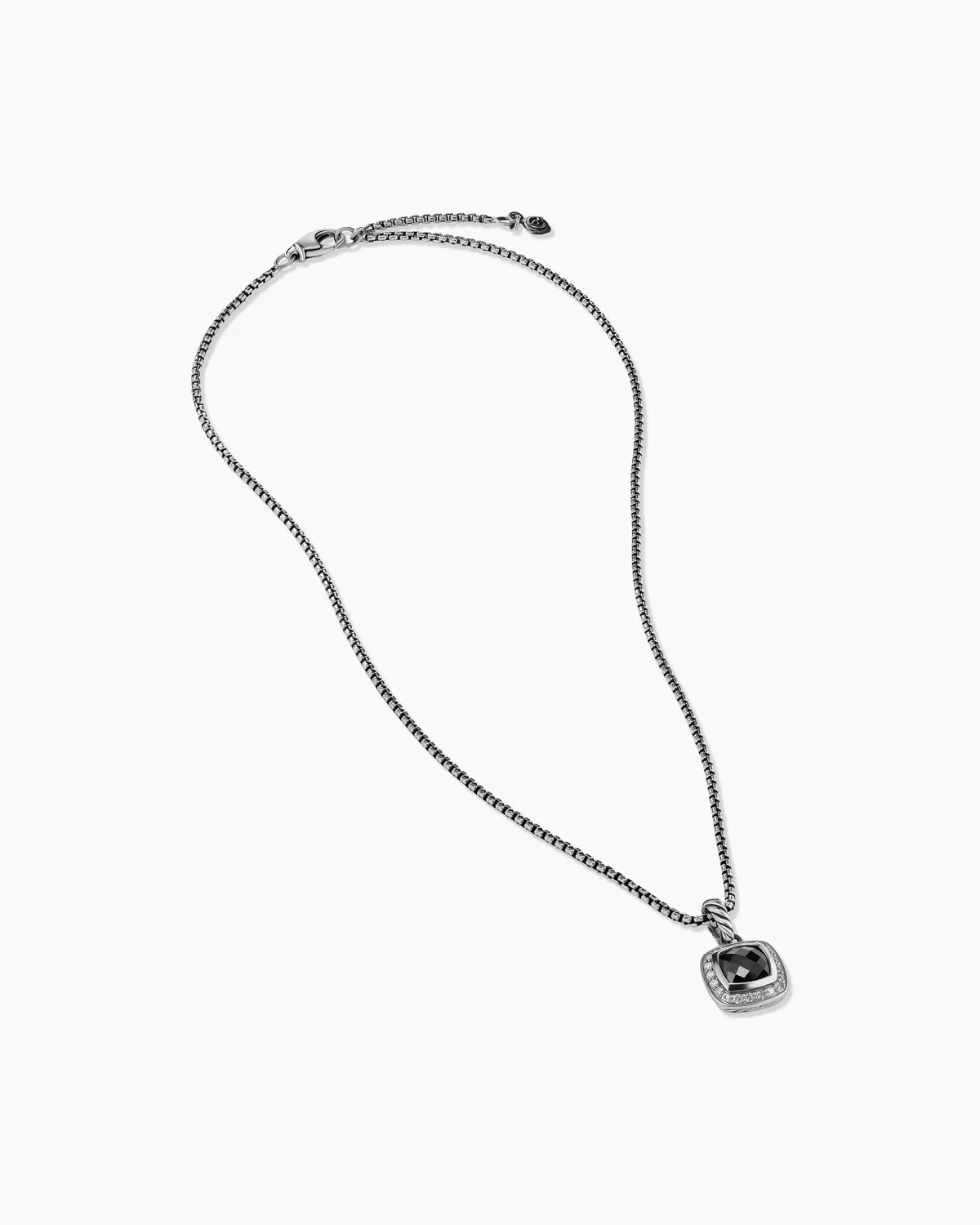 Petite Albion庐 Pendant Necklace Sterling Silver with Black Onyx and Diamonds, 7mm