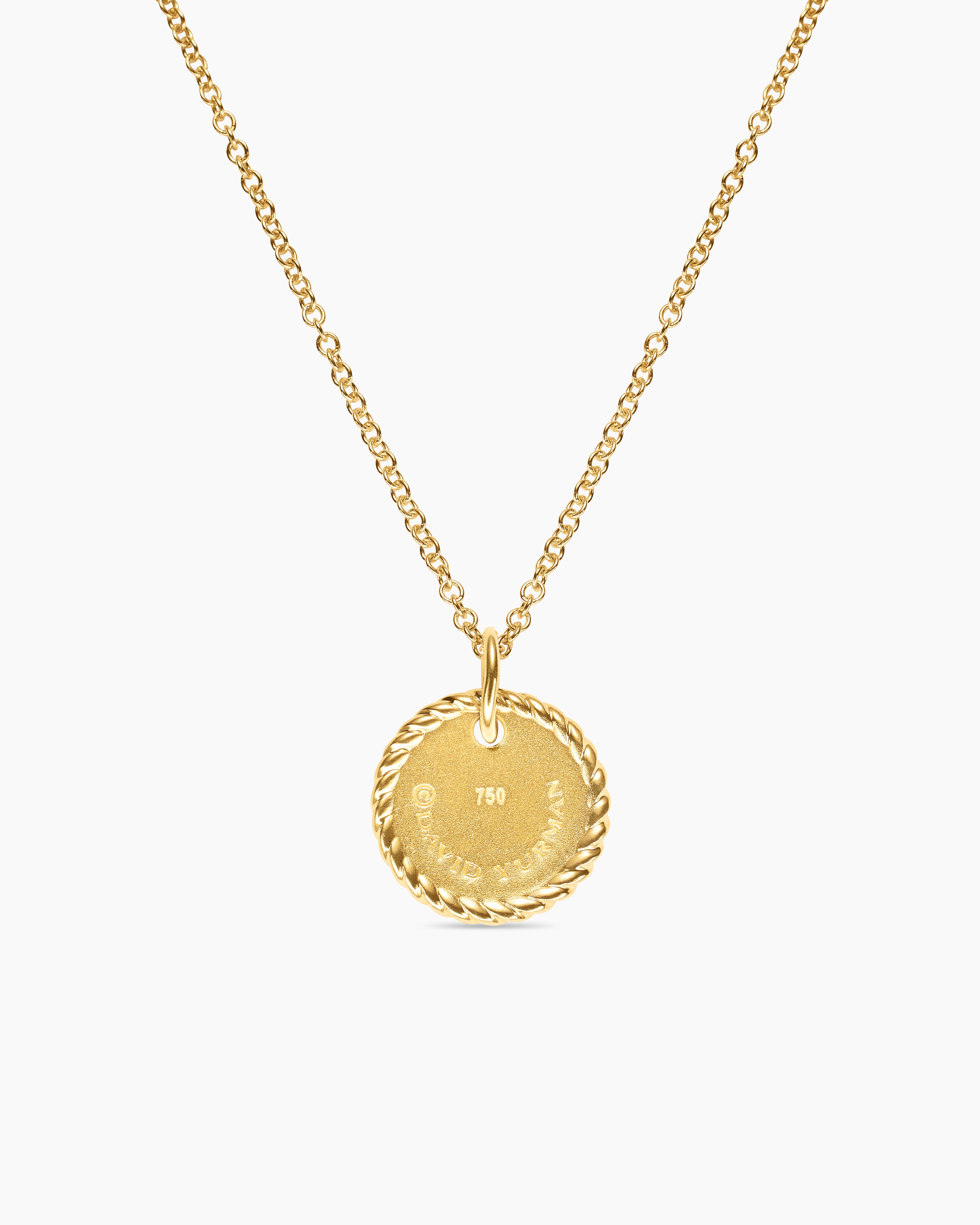 Initial Charm Necklace 18K Yellow Gold with Diamond M