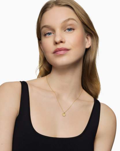 Initial Charm Necklace 18K Yellow Gold with Diamond G