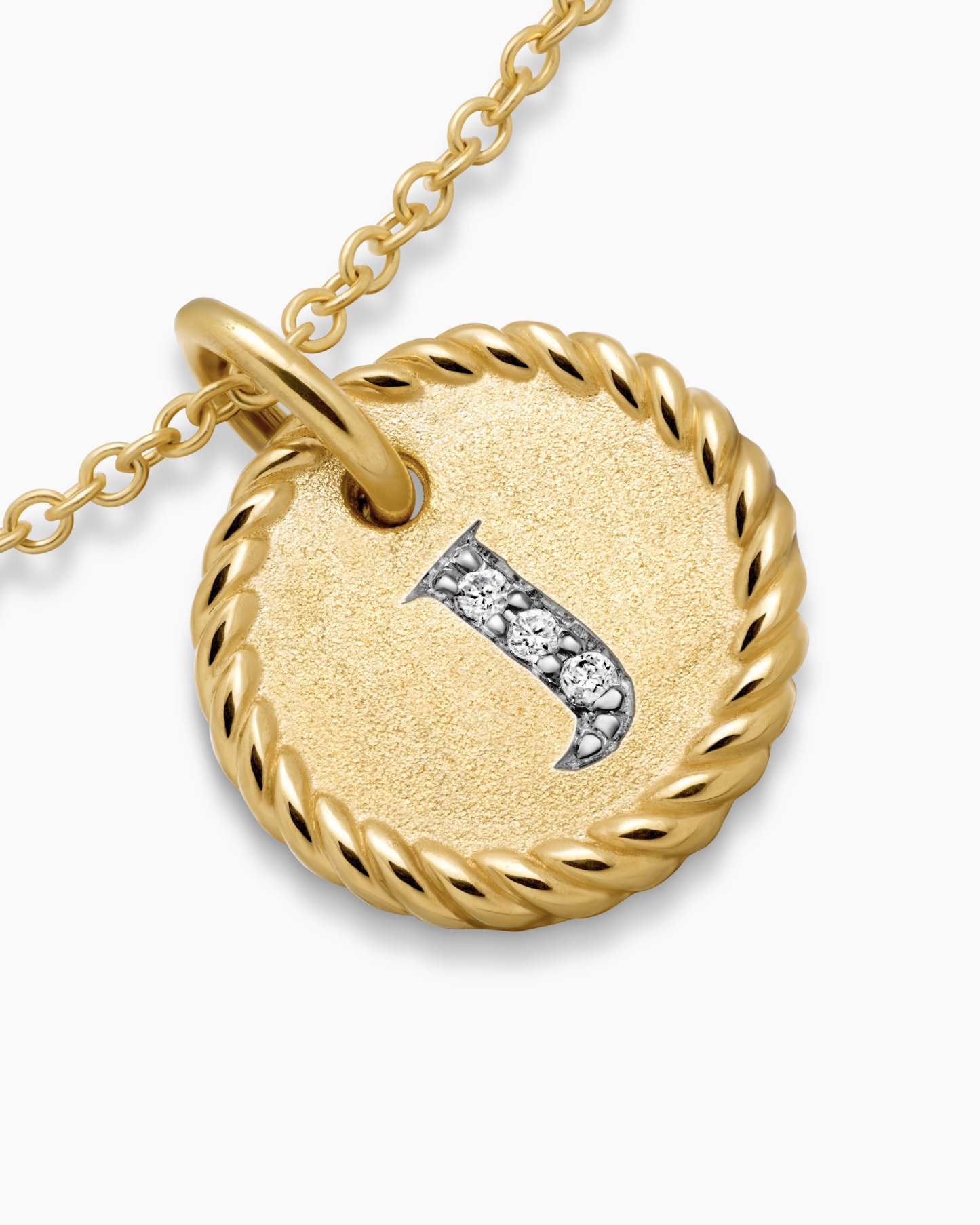 Initial Charm Necklace 18K Yellow Gold with Diamond J