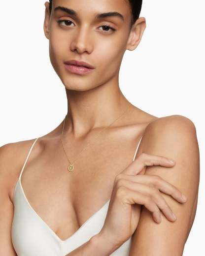 Initial Charm Necklace 18K Yellow Gold with Diamond J