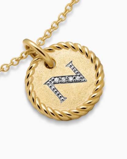 Initial Charm Necklace 18K Yellow Gold with Diamond N