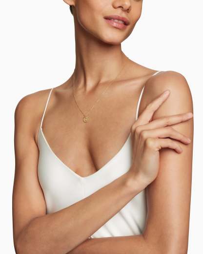 Initial Charm Necklace 18K Yellow Gold with Diamond N