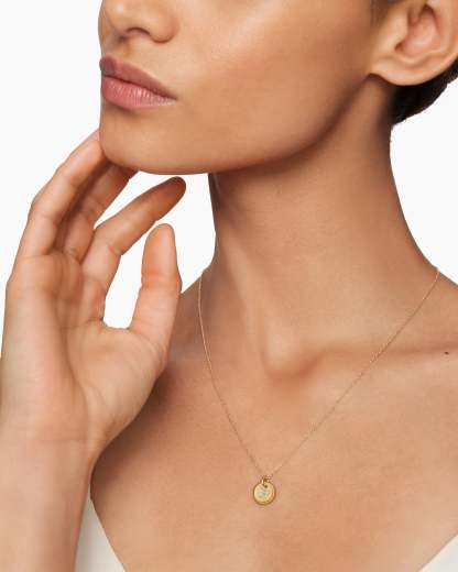 Initial Charm Necklace 18K Yellow Gold with Diamond P