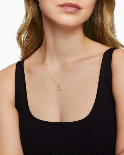 Initial Charm Necklace 18K Yellow Gold with Diamond Q