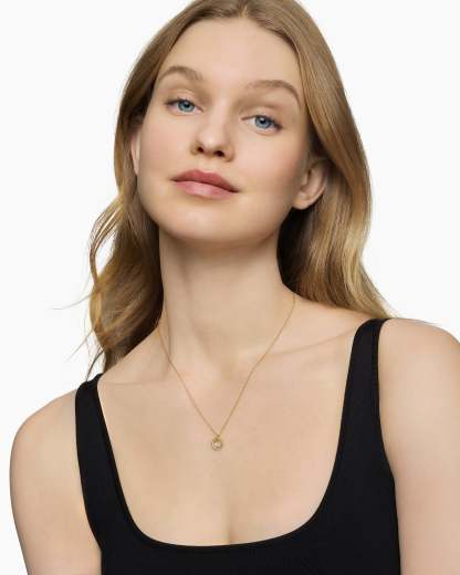 Initial Charm Necklace 18K Yellow Gold with Diamond S