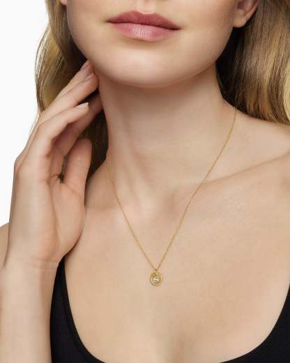 Initial Charm Necklace 18K Yellow Gold with Diamond S