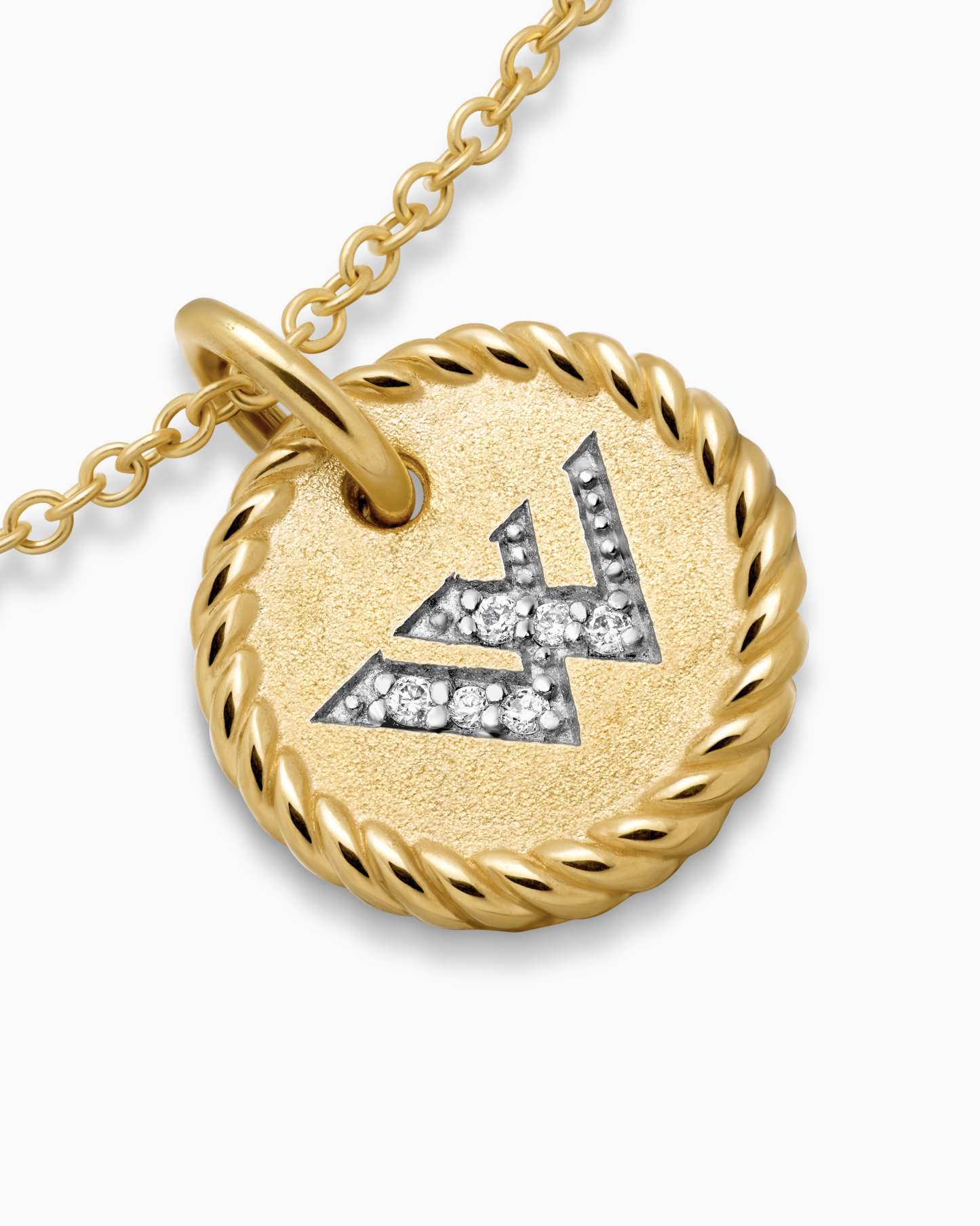 Initial Charm Necklace 18K Yellow Gold with Diamond W