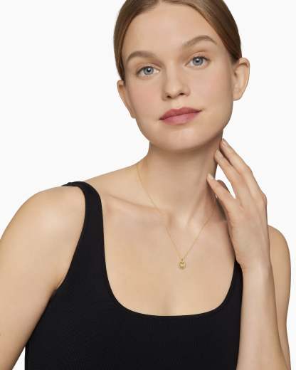Initial Charm Necklace 18K Yellow Gold with Diamond W