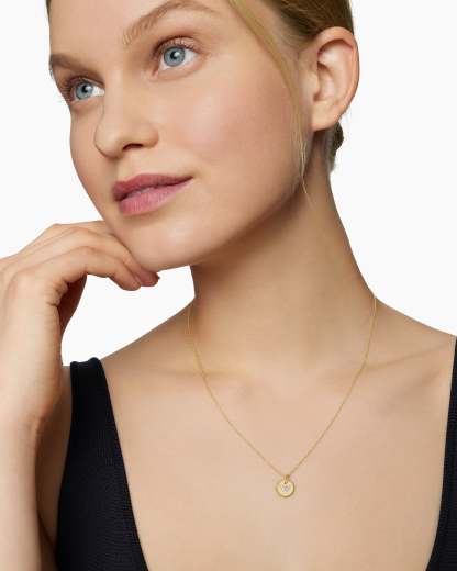 Initial Charm Necklace 18K Yellow Gold with Diamond W