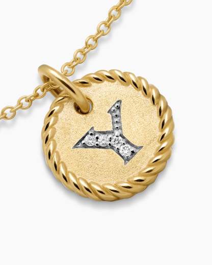Initial Charm Necklace 18K Yellow Gold with Diamond Y