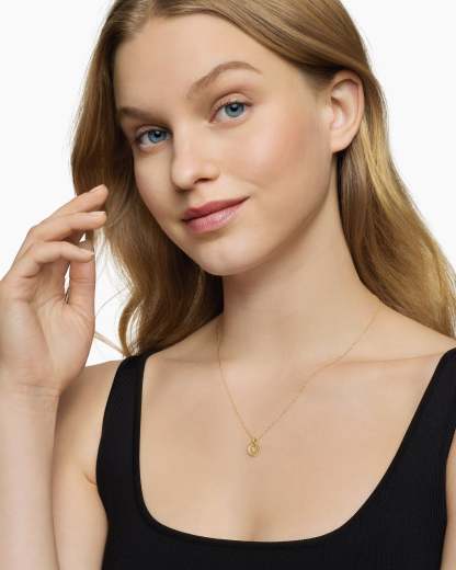 Initial Charm Necklace 18K Yellow Gold with Diamond Y