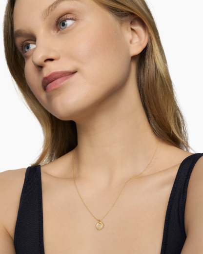 Initial Charm Necklace 18K Yellow Gold with Diamond Y
