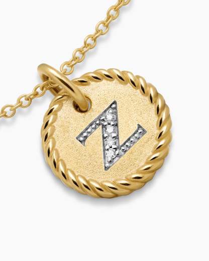 Initial Charm Necklace 18K Yellow Gold with Diamond Z