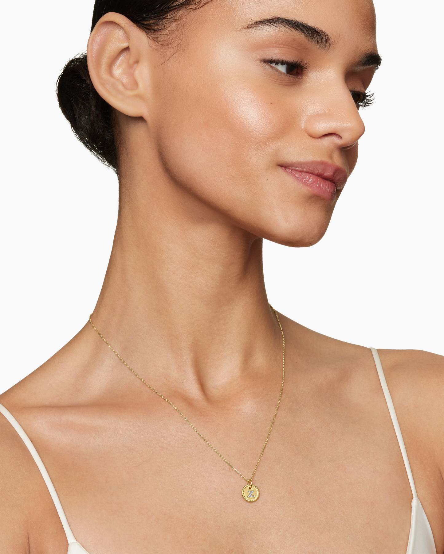 Initial Charm Necklace 18K Yellow Gold with Diamond Z