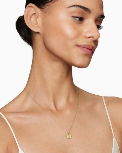 Initial Charm Necklace 18K Yellow Gold with Diamond Z