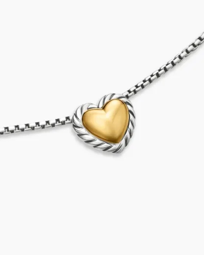 Cable Collectibles® Cookie Classic Heart Necklace Sterling Silver with 18K Yellow Gold, 8.5mm
