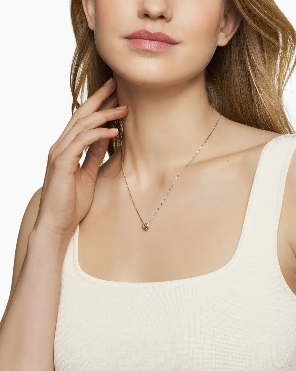 Cable Collectibles® Cookie Classic Heart Necklace Sterling Silver with 18K Yellow Gold, 8.5mm